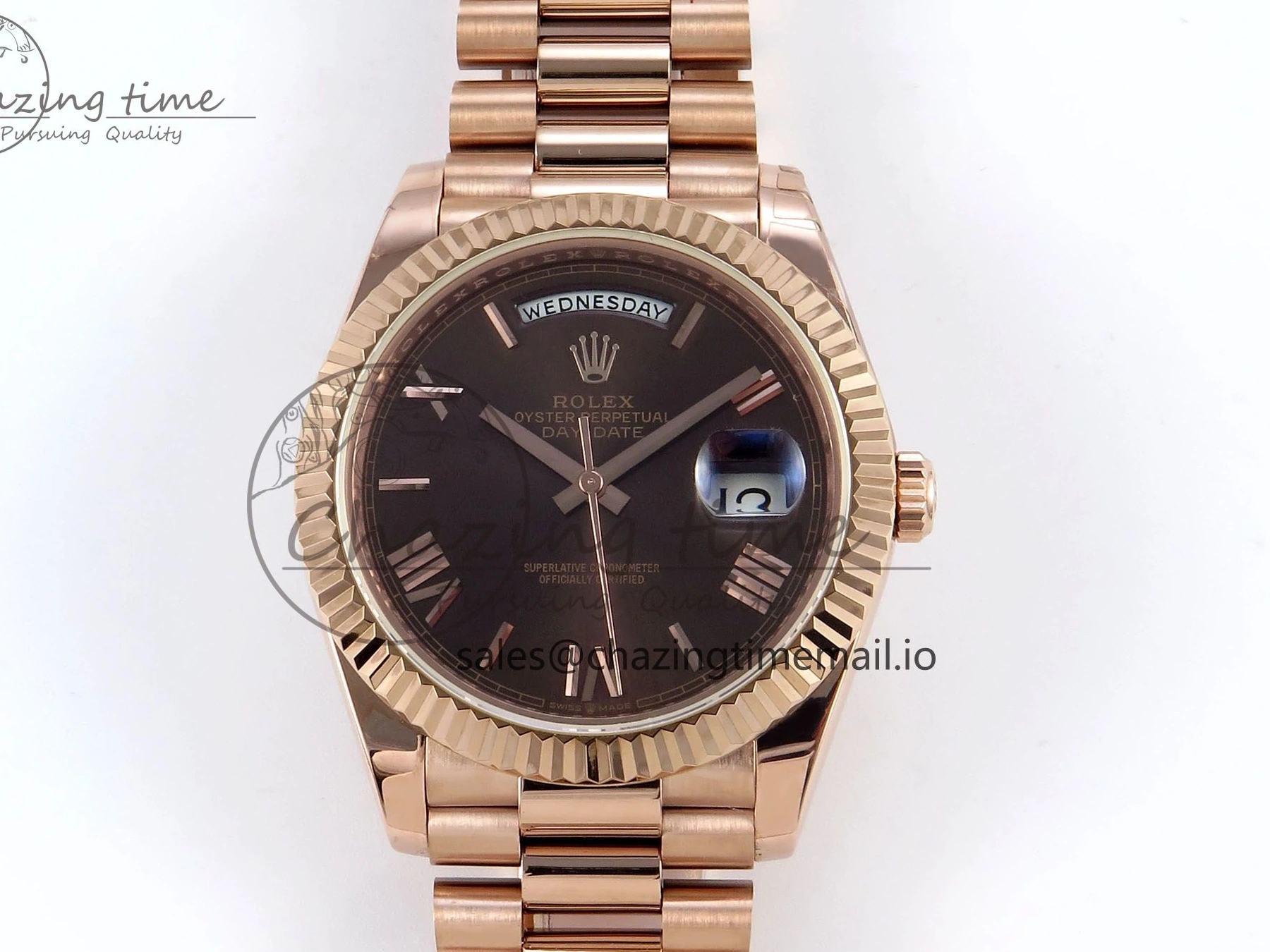 0217 QuickDry Day Date 40 RG 228235 KF 1:1 Best Edition Brown Roman Dial on President Bracelet VR3255 (Gain Weight) 838